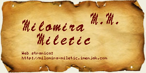 Milomira Miletić vizit kartica
